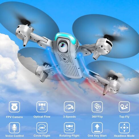 Drone with1080P Camera for Beginners, Foldable Drone with 2 Batteries, Upgrade Altitude Hold, Gesture Selfie, Waypoint Fly, 3D Flip, 3 Speed Mode, Circle Fly, One Key Start in Kuwait