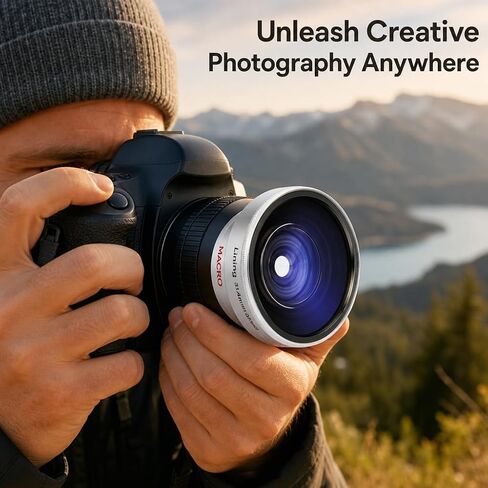 Diyeeni Super Fisheye Lens Additional Lens, 37mm 0.25X | Removable Macro Close Up Shooting Fisheye Effect Camera Photography Lens, Wide View Optical Glass, for 37mm Camera Lens in Kuwait