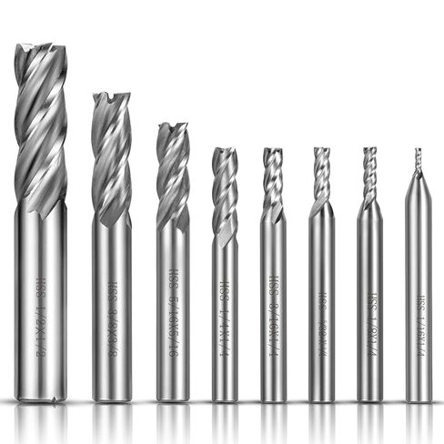 10 قطعة 4-Flute نهاية مطحنة مجموعة ، متري CNC قاطعة المطحنة لقمة ثقب مجموعة 2-12 مللي متر | مجموعة أدوات قطع لقم التوجيه للخشب والألومنيوم والحديد والنحاس والبلاستيك، ساق مستقيمة 2-12 مم in Kuwait