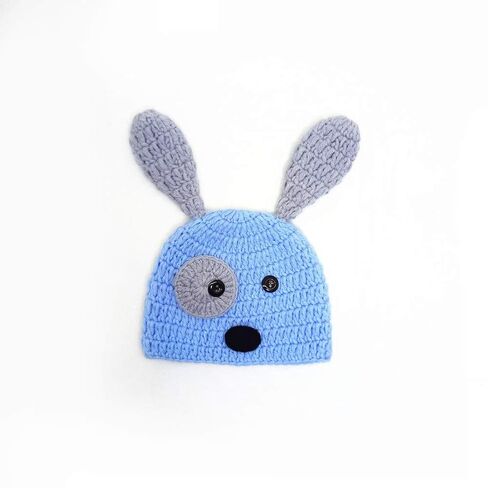 SUNBABY Newborn Photography Props Baby Knitting Wool Material Photography Costume Cute Animal Style Baby Crochet Clothes (Blue Dog) in Kuwait