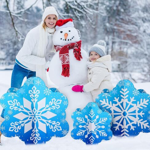 Beeveer 3 Pcs 18"-39" Winter Snowflake Party Decoration 3D Blue Snowflake Cardboard Cutout Stand-up Wonderland Christmas Backdrop Photo Prop Stand up Cutout for Winter Xmas Party Supplies in Kuwait