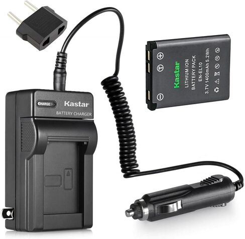 Kastar Battery (1-Pack) and Charger Kit for EN-EL10 Battery, MH-63 Charger, Coolpix S60, S80, S200, S210, S220, S230, S500, S510, S520, S570, S600, S700, S3000, S4000, S5100 Cameras in Kuwait