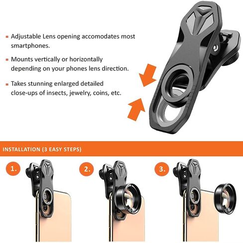 10x High Definition 2 Element Close-Up (Macro) Lens for iPhone, LG, Samsung, Pixel (Ultra Compact, Easily Removable) in Kuwait
