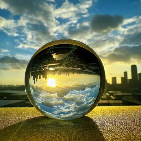 1PC Crystal Ball Transparent Glass Sphere Handmade with Metal Stand, Photography Prop and Christmas Home Party Decoration, Crystal Ball + Base in Kuwait