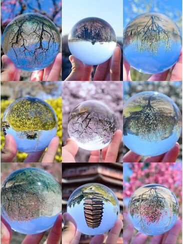 1PC Crystal Ball Transparent Glass Sphere Handmade with Metal Stand, Photography Prop and Christmas Home Party Decoration, Crystal Ball + Base in Kuwait