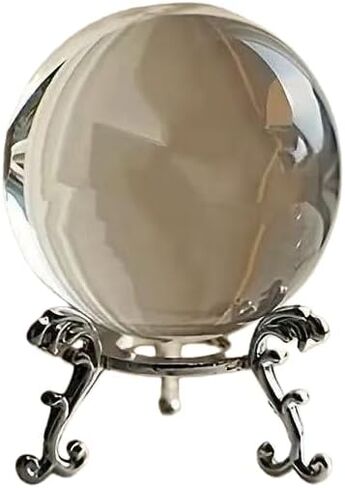 1PC Crystal Ball Transparent Glass Sphere Handmade with Metal Stand, Photography Prop and Christmas Home Party Decoration, Crystal Ball + Base in Kuwait