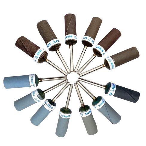 13 Pcs Sanding Drums with 1/8" Shank, 180–10000 Grit Sandpaper Sticks Assortment from Coarse to Ultra-fine for Sanding Wood Metal Rust Removal and Polishing Rocks and Jewelry in Kuwait