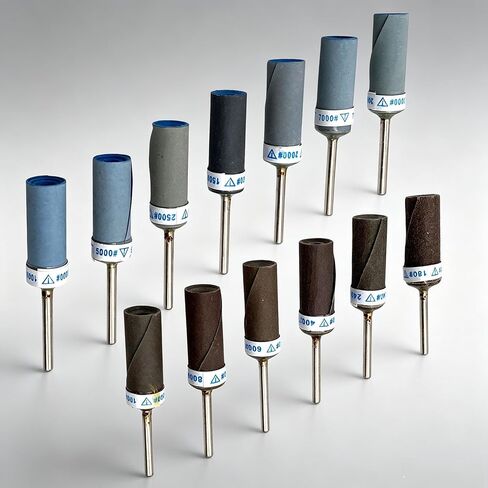 13 Pcs Sanding Drums with 1/8" Shank, 180–10000 Grit Sandpaper Sticks Assortment from Coarse to Ultra-fine for Sanding Wood Metal Rust Removal and Polishing Rocks and Jewelry in Kuwait