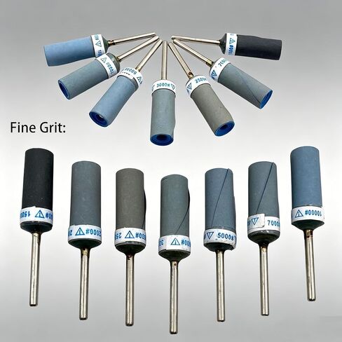 13 Pcs Sanding Drums with 1/8" Shank, 180–10000 Grit Sandpaper Sticks Assortment from Coarse to Ultra-fine for Sanding Wood Metal Rust Removal and Polishing Rocks and Jewelry in Kuwait
