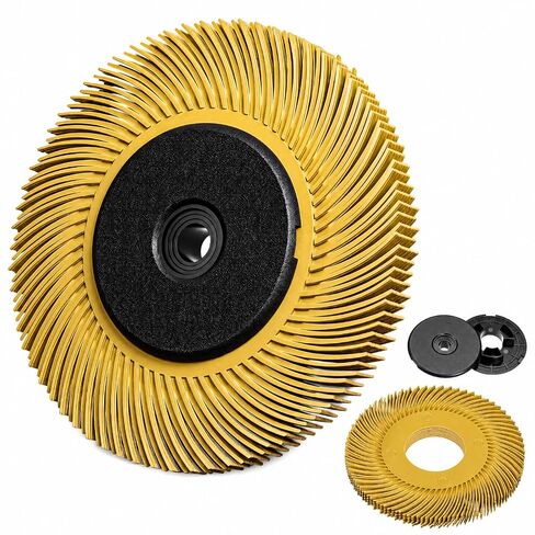 Sieral 50# Radial Bristle Brush, 6 in x 1/2 in x 1 in, Nylon Bristle Disc with Adaptor for Metal Polishing & Rust Removal(Green) in Kuwait