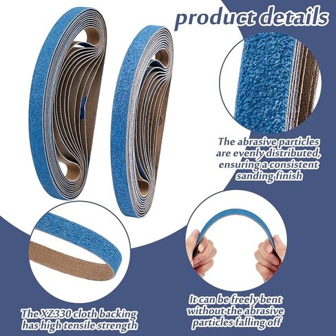 60Pcs 60 Grit Zirconia Sanding Belts 1/2"x18" Blue Metal Grinding Sand Paper Heavy Duty Long-Lasting Mini Sanding Bands for Metal Polishing Knife Sharpening Derusting Woodworking in Kuwait