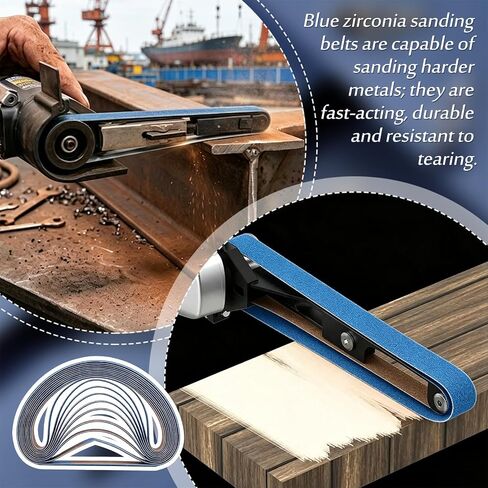 60Pcs 60 Grit Zirconia Sanding Belts 1/2"x18" Blue Metal Grinding Sand Paper Heavy Duty Long-Lasting Mini Sanding Bands for Metal Polishing Knife Sharpening Derusting Woodworking in Kuwait