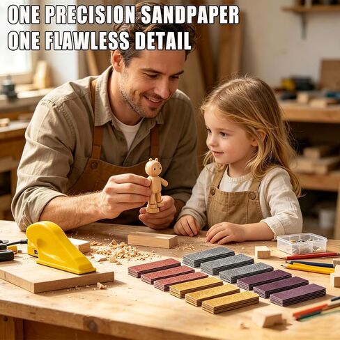240Pcs Sanding Paper Kit 12-Grit 80-2000, Sand Paper Assortment Pack with Mini Finger Sander for Wood Furniture, Fine Grit Sandpaper for Crafts, and Tight Spaces in Kuwait