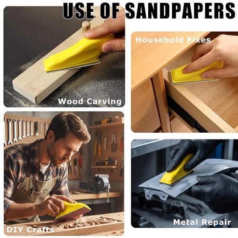 240Pcs Sanding Paper Kit 12-Grit 80-2000, Sand Paper Assortment Pack with Mini Finger Sander for Wood Furniture, Fine Grit Sandpaper for Crafts, and Tight Spaces in Kuwait