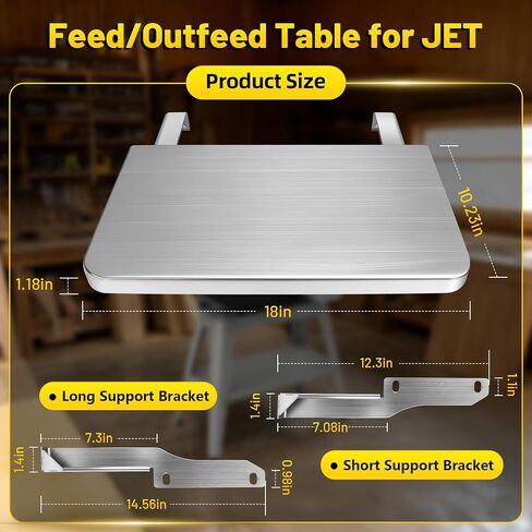 UPGRADED Feed/Outfeed Table Replacement 723521, Fit for JWDS-1836, JWDS-1632 & JWDS-1632OSC Drum Sanders, High Precision Stainless Steel, 40" Work Surface, 65lb Capacity, Includes Hardware in Kuwait