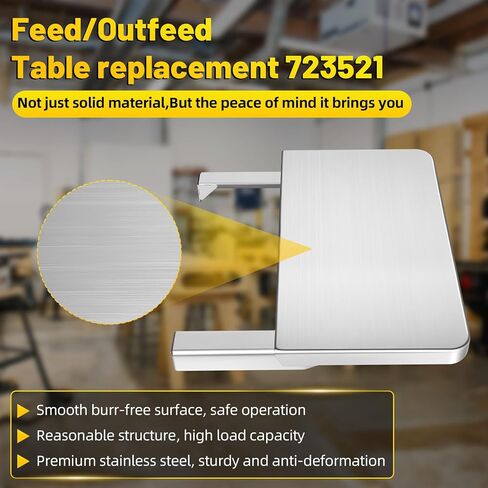 UPGRADED Feed/Outfeed Table Replacement 723521, Fit for JWDS-1836, JWDS-1632 & JWDS-1632OSC Drum Sanders, High Precision Stainless Steel, 40" Work Surface, 65lb Capacity, Includes Hardware in Kuwait