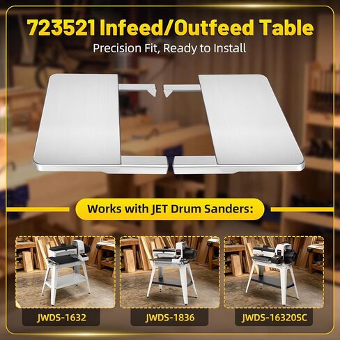 UPGRADED Feed/Outfeed Table Replacement 723521, Fit for JWDS-1836, JWDS-1632 & JWDS-1632OSC Drum Sanders, High Precision Stainless Steel, 40" Work Surface, 65lb Capacity, Includes Hardware in Kuwait