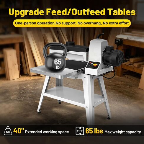UPGRADED Feed/Outfeed Table Replacement 723521, Fit for JWDS-1836, JWDS-1632 & JWDS-1632OSC Drum Sanders, High Precision Stainless Steel, 40" Work Surface, 65lb Capacity, Includes Hardware in Kuwait