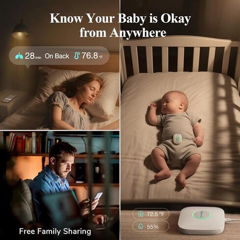 Sense-U Pro Baby Monitor(Long Range) – Tracks Breathing Movement, Rollover & Temperature Anywhere for Better Sleep, Simple Clip-On Smart Tracker with Arousal Vibration, Audible Alerts & Sleep Analysis in Kuwait