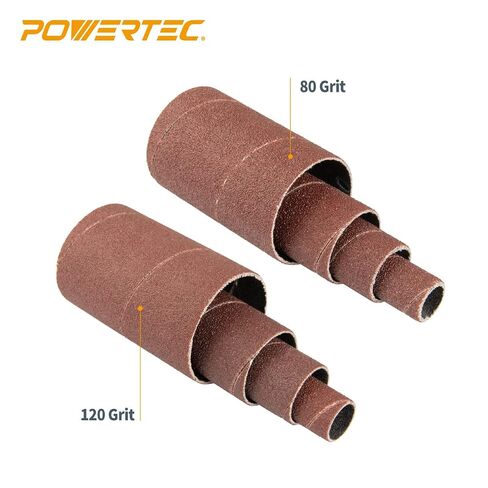 POWERTEC 71709 Assorted Sanding Sleeves 24-Pieces, 2-1/2" Length, 1/2", 3/4", 1", 1-1/2" Diameters, 80, 120 Grits 3 Each in Kuwait