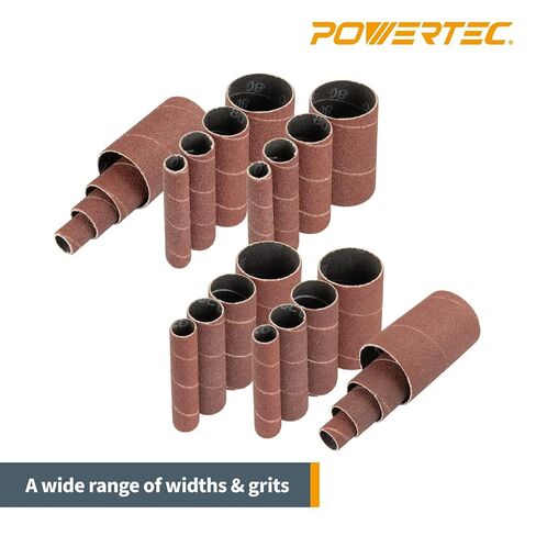 POWERTEC 71709 Assorted Sanding Sleeves 24-Pieces, 2-1/2" Length, 1/2", 3/4", 1", 1-1/2" Diameters, 80, 120 Grits 3 Each in Kuwait