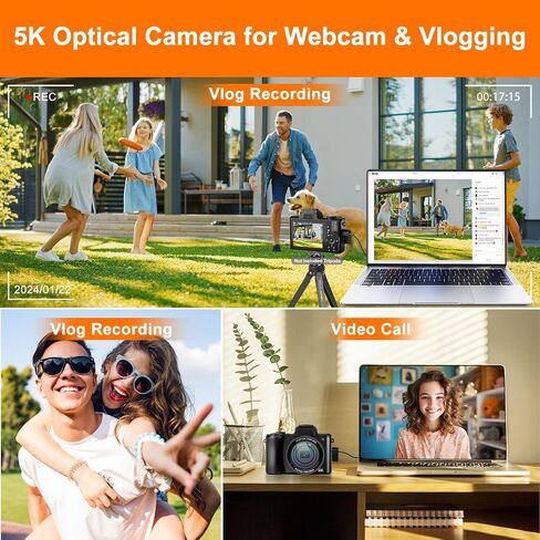 5K Digital Camera 64MP Cameras for Photography, 5X Optical Zoom Compact Travel Camera Front and Rear Dual Cameras Vlogging Camera for YouTube with 3.2" IPS Touchscreen, 64G TF Card, 2 Batteries in Kuwait