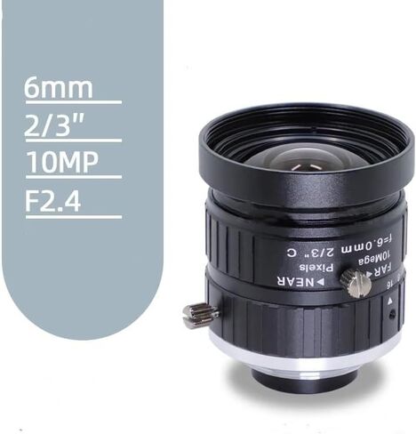6mm Lens FA Wide Angle Lens 2/3 Inch 10MP C-Mount Machine Vision F2.4 Manual Aperture Camera Lens in Kuwait