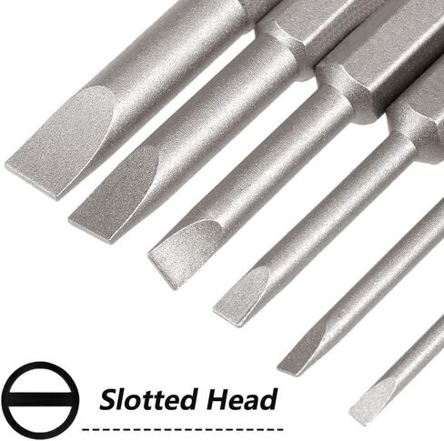 12pcs Magnetic Slotted Screwdriver Bit Set, Flat Head Drill Bit 2in Long | 1/4 Inch Hex Shank, SL2/2.5/3/4/5/6 Impact Driver Bit for Power Drilling, Set of 2 in Kuwait