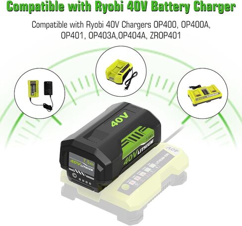 2Pack 7500mAh Replacement for Ryobi 40V Battery and Charger OP401 | OP40261 OP40501 Compatible with Ryobi 40Volt Battery Power Tools in Saudi Arabia