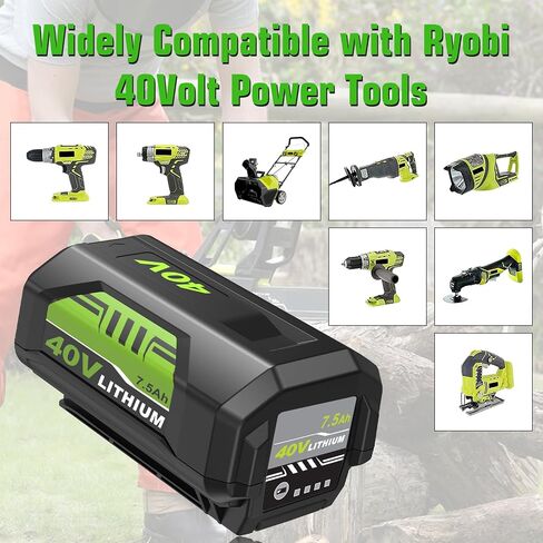 2Pack 7500mAh Replacement for Ryobi 40V Battery and Charger OP401 | OP40261 OP40501 Compatible with Ryobi 40Volt Battery Power Tools in Saudi Arabia