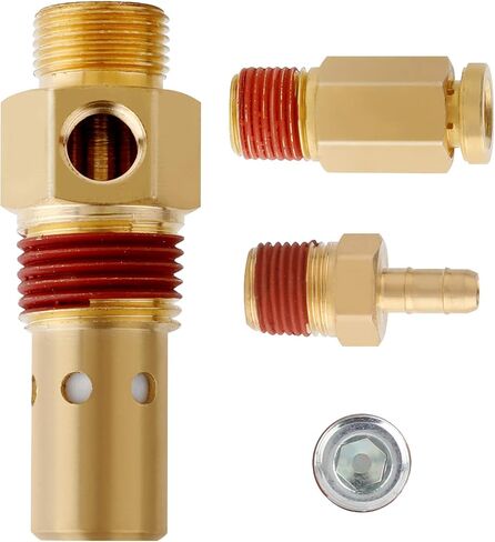 Air Compressor Replacement Components Brass 1/2 Inch MNPT Compressor in Tank Check Valve Kit with Three Different Unloader Tube Fittings 20 SCFM 4 Pieces in Kuwait