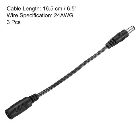 DC Extension Cable 5.5x2.1mm Female to 5.5x2.5mm Male Power Extension Wire Plug Cord for LED Strip Camera CCTV, Black Pack of 3 in Kuwait