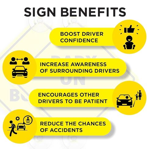 ASSURED SIGNS Baby On Board Sign for Car with Suction Cups - 5" x 5" 2 Pack | Alert Drivers to Precious Cargo, High Visibility Yellow, Secure Suction Grip, Easy Repositioning and Reusable, UV Protected in Kuwait