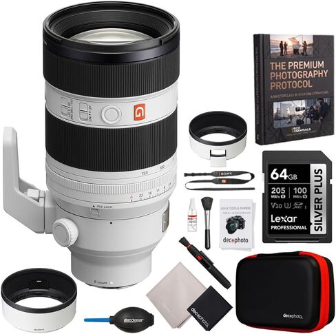Sony SEL50150GM FE 50-150mm f/2 GM Full Frame Camera Lens Sony E Bundle with Deco Photo All-in-One Cleaning Kit, Lexar 64GB Memory Card, Corel Photo Video Suite PaintShop Pro with VideoStudio in Kuwait