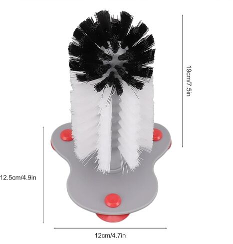 360° Glass Cup Cleaning Brush, Water Bottle Cleaning Glass Washer Cup Sink Washer Brush with Suction Base Bristle Brushfor Sink, Flexible Bristles Double Sided Glass Cup Cleaning Brush (Black+White) in Kuwait