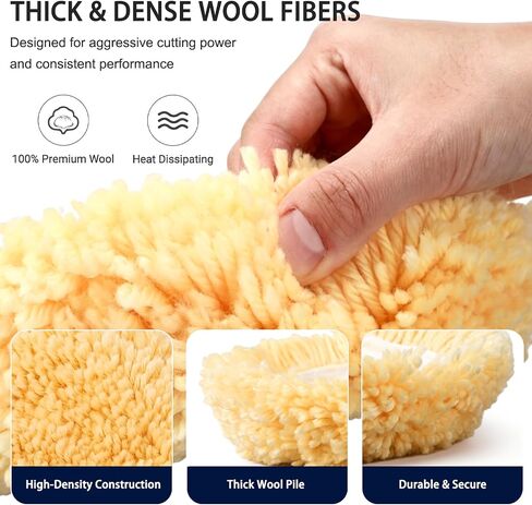 2 Pcs 9" Wool Buffing Pad Wool Polishing Pad 7 Inch Hook and Loop Backing Plate Compound Cutting and Polishing for Car Automotive RV Truck Boat in Kuwait