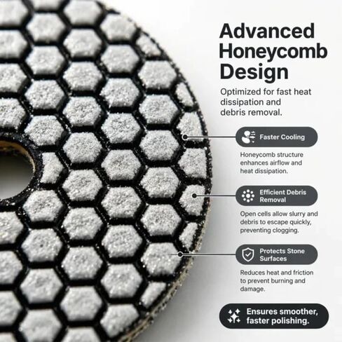 Evory Dry Diamond Polishing Pads,4 Inch Polishing Pads Set of 7 Pieces Plus | Granite Concrete Marble Polishing Kit, Stone Polishing Kit, Tile Sanding Pads, Polishing Best Practices, Max Speed 5000 RPM in Kuwait