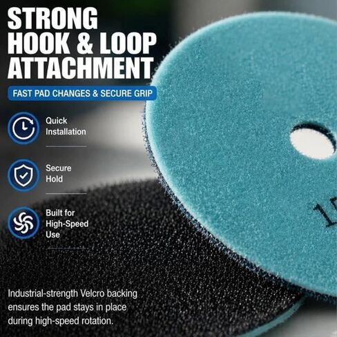 Evory Dry Diamond Polishing Pads,4 Inch Polishing Pads Set of 7 Pieces Plus | Granite Concrete Marble Polishing Kit, Stone Polishing Kit, Tile Sanding Pads, Polishing Best Practices, Max Speed 5000 RPM in Kuwait