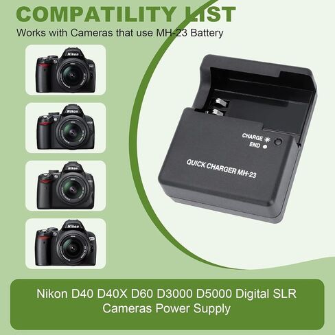 MH-23 Quick Battery Charger for EN-EL9 EN-EL9a Battery Compatible with Nikon D40 D40x D60 D3000 D5000 Digital SLR Cameras in Kuwait
