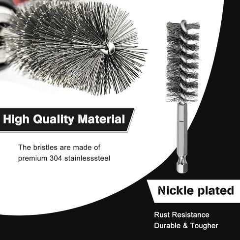 12 Pcs Stainless Steel Wire Bore Brush for Drill,5/16"-1-3/16" Cleaning Set ,Abrasive Drill Wire Brush with 1/4" Hex Shank, Different Sizes in Kuwait