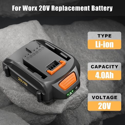 2Packs 4.0Ah WA3575 Replacement for Worx 20V Battery Power Share Max Lithium-ion Battery Compatible with Worx Battery 20 Volt WA3520 WA3525 WA3669.2 WG251s WG255s WG540s WG890 WG891 Cordless Tools in Saudi Arabia