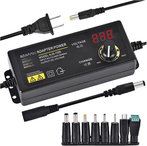 3-24V Adjustable Power Adapter KJS-1509 stepless Speed Regulation and dimming 3-12V5A Digital Display 3-36V Multi-Purpose(3-12 V8A 90W 8 Conversion Heads) in Kuwait