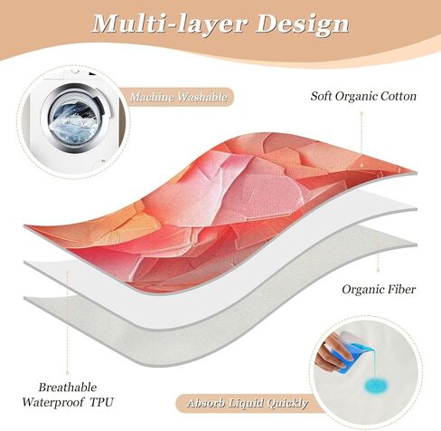 Architectural Design Sequin Salmon Color Training Pee Pads for Kids Highly Absorbent Potty Training Sheets Cover Leakproof Quick Drying Cradle Mattress for Infant Baby , 52" L x 34" W in Kuwait