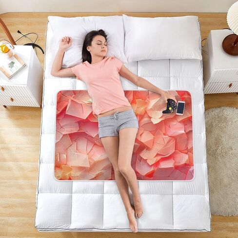 Architectural Design Sequin Salmon Color Training Pee Pads for Kids Highly Absorbent Potty Training Sheets Cover Leakproof Quick Drying Cradle Mattress for Infant Baby , 52" L x 34" W in Kuwait