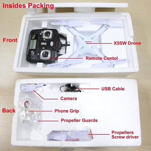 Syma X5SW FPV Explorers2 2.4Ghz 4CH 6-Axis Gyro RC Headless Quadcopter Drone UFO with 3MP HD WiFi Camera (White) in Kuwait