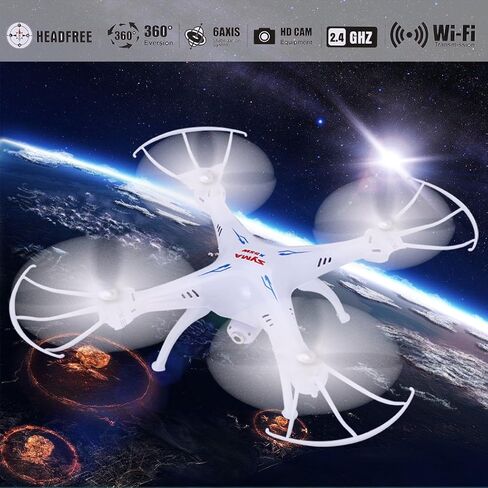 Syma X5SW FPV Explorers2 2.4Ghz 4CH 6-Axis Gyro RC Headless Quadcopter Drone UFO with 3MP HD WiFi Camera (White) in Kuwait