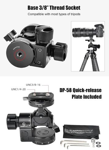 SUNWAYFOTO GH-PRO IIL Geared Tripod Head with Lever QR Clamp & Panning Base Compatible with Arca in Kuwait