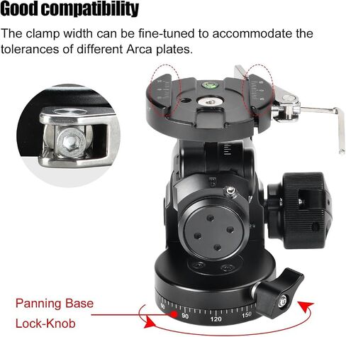 SUNWAYFOTO GH-PRO IIL Geared Tripod Head with Lever QR Clamp & Panning Base Compatible with Arca in Kuwait
