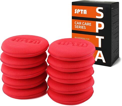 SPTA 10Pcs Foam Wax Applicator Pads, 4inch Hand Wax Pad(Red), Soft Car Detailing Sponges,Supreme Shine Pad, for Car Cleaning, for Car Detail Cleaning, Waxing pad in Kuwait