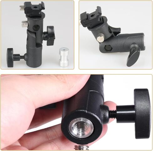 PartyKindom Adjustable Flash Bracket with Light Stand Adapter for Photography Umbrella Tripod Sturdy Flash Mount for DSLR and LED Lights in Kuwait